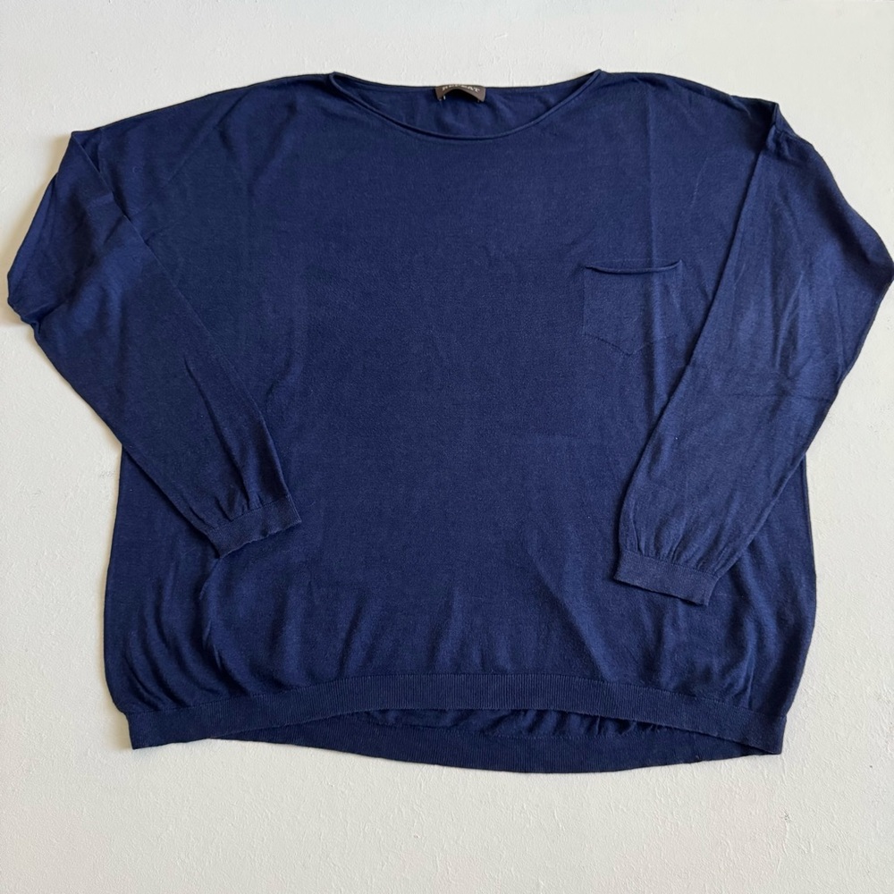 REPEAT Navy Blue Cotton-Blend Sweater EU 44 /US 14/16